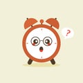 cute and kawaii character of alarm clock. Cute smiling happy alarm time clock. Vector flat cartoon character illustration icon