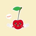cute and kawaii cherry characters.Fruit design with cherry vector characters.Cute Cherry character, Cherry cartoon vector