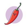 Cute Kawaii chili pepper cartoon icon illustration. Food vegitable flat icon concept isolated