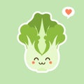 cute and kawaii Chinese cabbage character . Vegetables. Natural food, vegetarian, vegan and healthy nutrition. Flat vector