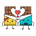 Cute kawaii chocolate couple, valentine concept