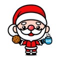 Cute And Kawaii Christmas Santa Claus Cartoon Character With Milk And Cookies