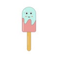 cute kawaii colored ice cream doodle style