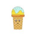 cute kawaii colored ice cream doodle style