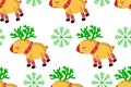 Cute kawaii deer patterns. Northern animals. New Year characters