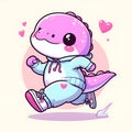 A cute kawaii Dino on a Joggers outfit.