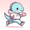 A cute kawaii Dino on a Joggers outfit.