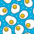 Cute kawaii eggs after easter, food seamless pattern vector