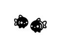 Cute kawaii fish vector illustration with black color white background Royalty Free Stock Photo