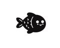 Cute kawaii fish vector illustration with black color white background Royalty Free Stock Photo
