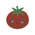 Cute kawaii flat red tomato smiling with eyes. Cute childish vegetable character. Isolated flat fully editable Royalty Free Stock Photo