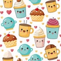 Cute kawaii food pattern Royalty Free Stock Photo