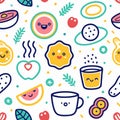 Cute kawaii food seamless pattern Royalty Free Stock Photo