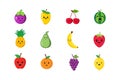 Cute kawaii fruits character vector design illustration colection