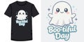 Cute kawaii ghost character design for halloween and bootiful day celebrations on tshirt and isolated graphic Royalty Free Stock Photo
