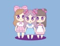 Cute kawaii girls characters