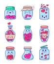 Cute kawaii glass jar with hearts inside