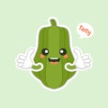 Cute and kawaii Green Chayote Cartoon Character. can be used in restaurant menu, cooking books and organic farm label. Healthy