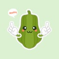 Cute and kawaii Green Chayote Cartoon Character. can be used in restaurant menu, cooking books and organic farm label. Healthy