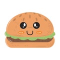 Cute kawaii hamburger fast food