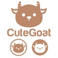 Cute Kawaii head goat ram sheep Mascot Cartoon Logo Design Icon Illustration Character vector art. for every category of business Royalty Free Stock Photo