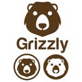 Cute Kawaii head grizzly bear Mascot Cartoon Logo Design Icon Illustration Character vector art. for every category of business, Royalty Free Stock Photo