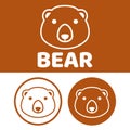 Cute Kawaii head grizzly bear Mascot Cartoon Logo Design Icon Illustration Character vector art. for every category of business, Royalty Free Stock Photo