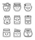 Cute kawaii honey jar. Coloring Page