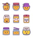 Cute kawaii honey jar. Glass pot character