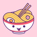 Cute Kawaii Illustration of Noodle Ramen