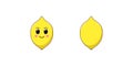 Cute Kawaii Lemon, Cartoon Ripe Fruit. Vector