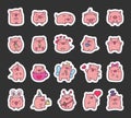 Cute kawaii little pig. Sticker Bookmark Royalty Free Stock Photo