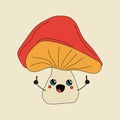 Cute Kawaii Mushrooms cartoon icon illustration. Food vegetable flaticon