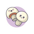 Cute Kawaii Mushrooms cartoon icon illustration. Food vegitable flat icon concept isolated
