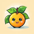 Cute kawaii orange fruit character vector Illustration isolated on a white background Royalty Free Stock Photo