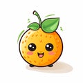 Cute kawaii orange fruit character vector Illustration isolated on a white background Royalty Free Stock Photo