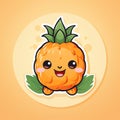 Cute kawaii orange fruit character vector Illustration isolated on a white background Royalty Free Stock Photo