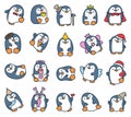 Cute kawaii penguin. Animals cartoon character