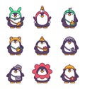 Cute kawaii penguin. Cartoon funny character