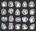 Cute kawaii penguin. Sticker Bookmark