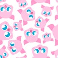 Cute kawaii pig pattern seamless. funny swine background cartoon style. kids character. Childrens style texture