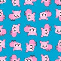 Cute kawaii pig pattern seamless. funny swine background cartoon style. kids character. Childrens style texture