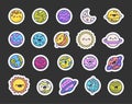 Cute kawaii planets. Sticker Bookmark Royalty Free Stock Photo