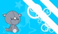 Cute kawaii plush baby hippo character cartoon illustration background