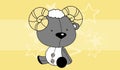 Cute kawaii plush baby ram character cartoon illustration background