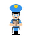 Cute kawaii policeman isolated. funny police officer cartoon style. Cop kids character. Childrens style