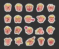 Cute kawaii popcorn character. Sticker Bookmark