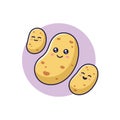 Cute Kawaii Potato cartoon icon illustration. Food vegitable flat icon concept isolated