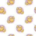 Cute Kawaii Potato seamless pattern in doodle style. Vector hand drawn cartoon Potato illustration. Royalty Free Stock Photo