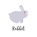 Cute kawaii rabbit, bunny, hare character. Children style, vector illustration. Sticker, design element for kids books. Royalty Free Stock Photo